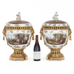 Pair of Dresden porcelain and gilt bronze vases - 2596928