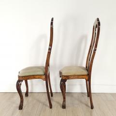Pair of Dutch Baroque Walnut Inlaid Chairs circa 1780 - 3512053