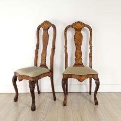 Pair of Dutch Baroque Walnut Inlaid Chairs circa 1780 - 3512056