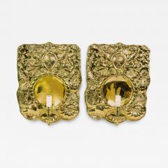 Pair of Dutch Pressed Brass Wall Lights - 3805351