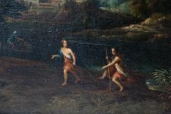 Pair of Early 18th Century Allegorical Landscapes Oil on Canvas Roman School - 562276