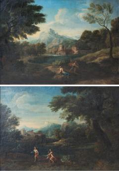 Pair of Early 18th Century Allegorical Landscapes Oil on Canvas Roman School - 562343