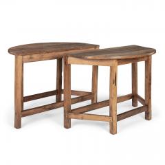 Pair of Early 18th Century Blond Walnut Demilune Tables - 4088541