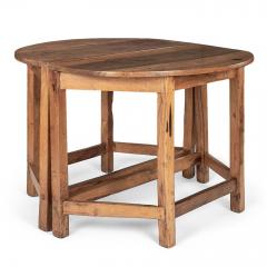 Pair of Early 18th Century Blond Walnut Demilune Tables - 4088542