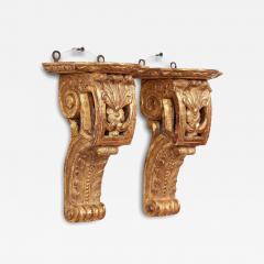 Pair of Early 18th c Carved and Gilded Regence Wall Brackets - 4334919
