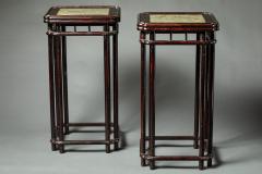 Pair of Early 19th Century Chinese Lacquer and Stone Pedestals - 3678267