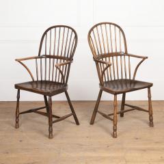 Pair of Early 19th Century West Country Windsor Armchairs - 3611580