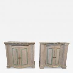 Pair of Early 20th C French Marble Basins on Custom Painted Vanity Cabinets - 4620284