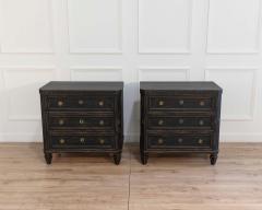 Pair of Early 20th Century Black Painted Chests with Carved Detail - 4465084