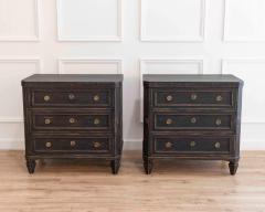 Pair of Early 20th Century Black Painted Chests with Carved Detail - 4465116