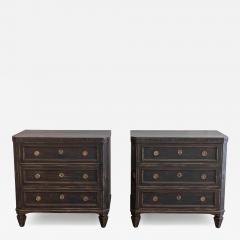 Pair of Early 20th Century Black Painted Chests with Carved Detail - 4465157