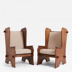 Pair of Early 20th Century Oak Armchairs - 4492011