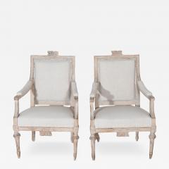 Pair of Early 20th Century Swedish Gustavian Style Carved Armchairs - 4248497