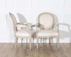 Pair of Early 20th Century Swedish Gustavian Style Oval Back Armchairs - 4246249