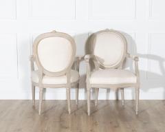 Pair of Early 20th Century Swedish Gustavian Style Oval Back Armchairs - 4246252