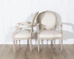 Pair of Early 20th Century Swedish Gustavian Style Oval Back Armchairs - 4246253