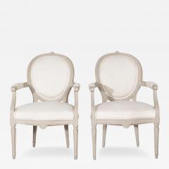 Pair of Early 20th Century Swedish Gustavian Style Oval Back Armchairs - 4248495