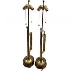 Pair of Early 20th Century Unique Brass Trumpet Lamps - 4020901