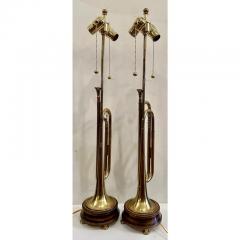 Pair of Early 20th Century Unique Brass Trumpet Lamps - 4020903