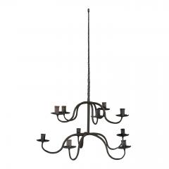 Pair of Early Two Tier Forged Iron Chandeliers - 4682425