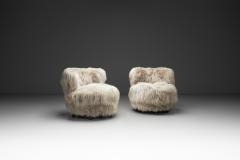 Pair of Easy Chairs in Grey Longhair Europe Mid 20th Century - 4374415