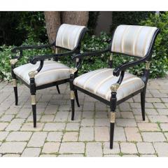 Pair of Ebanista Directoire Style Fauteuil Arm Chairs - 4206422