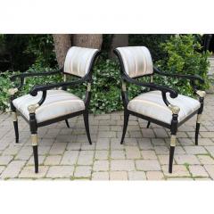 Pair of Ebanista Directoire Style Fauteuil Arm Chairs - 4215830