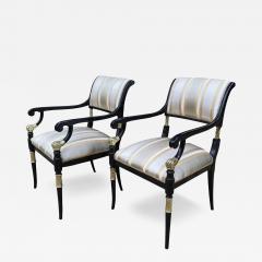 Pair of Ebanista Directoire Style Fauteuil Arm Chairs - 4217308
