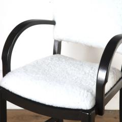 Pair of Ebonised and Faux Shearling Armchairs - 3604897