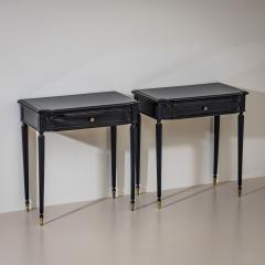 Pair of Ebonized Bedside Tables Italy Mid 20th Century - 4527748