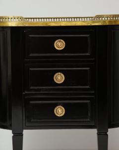 Pair of Ebonized French Marble Top Petite Commodes with Brass Gallery - 1556931
