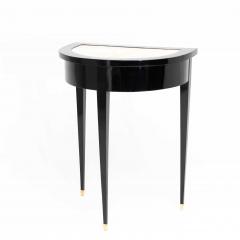 Pair of Ebonized Neoclassical Demi Lune Marble Top Consoles - 4450085