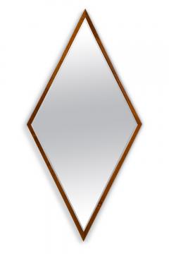 Pair of Edmond Spence American Mid Century Diamond Walnut Framed Mirrors - 4640179