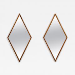 Pair of Edmond Spence American Mid Century Diamond Walnut Framed Mirrors - 4693740