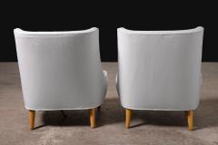 Pair of Edward Wormley for Dunbar Teardrop Slipper Chairs in White Velvet - 4356824