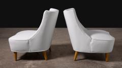 Pair of Edward Wormley for Dunbar Teardrop Slipper Chairs in White Velvet - 4356825