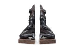 Pair of Egyptian Carved Ebonized Kneeling Figures - 4201102