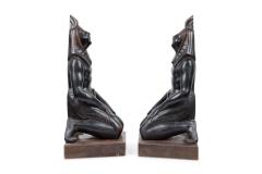 Pair of Egyptian Carved Ebonized Kneeling Figures - 4201104