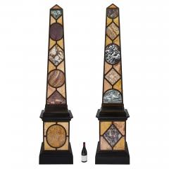 Pair of Egyptian Revival Italian specimen marble obelisks - 2424537