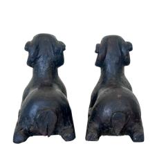Pair of Egyptian Revival Ram Goat Wood Carving Sculptures - 4375757