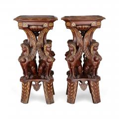 Pair of Egyptian Revival carved and gilt wooden pedestals - 2479513