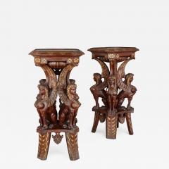 Pair of Egyptian Revival carved and gilt wooden pedestals - 2482753