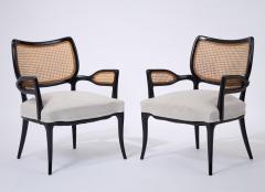 Pair of Elegant Woven Cane Italian Armchairs ca 1950 - 3572787