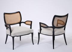 Pair of Elegant Woven Cane Italian Armchairs ca 1950 - 3572788