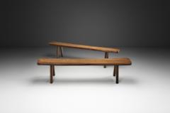 Pair of Elm Wood Benches Europe Mid 20th Century - 4604281