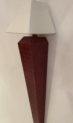 Pair of Embossed Leather Wall Sconce - 1591891