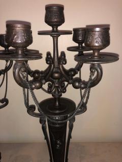 Pair of Empire 19th Century Bronze Candelabras Depicting Insects - 2980763