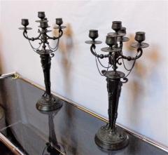 Pair of Empire 19th Century Bronze Candelabras Depicting Insects - 2980764