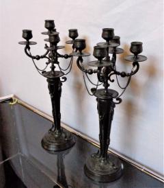 Pair of Empire 19th Century Bronze Candelabras Depicting Insects - 2980765