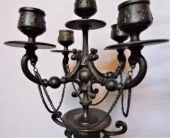 Pair of Empire 19th Century Bronze Candelabras Depicting Insects - 2980766